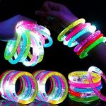 Mikulala 24Pcs Glow in the Dark Party Supplies for Kids/Adults, Flashing Light up Toys LED Bracelets Glow Sticks , Neon Halloween Party Favors Carnival Birthday Concert Party Games Gifts Accessory