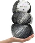 Ombré-Encore Super Soft Thick Variegated Yarn #5 Weight for Knitting & Crochet Chunky Scarves, Blankets, Hats, Cowls, Shawls, Acrylic, 3 Balls, 507yds/420g - Black Snowstorm