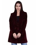 Comfy Sparrow Women Formal Wear Collared Neck Full Sleeve Coat/Blazer (Large, Velvet Wine)