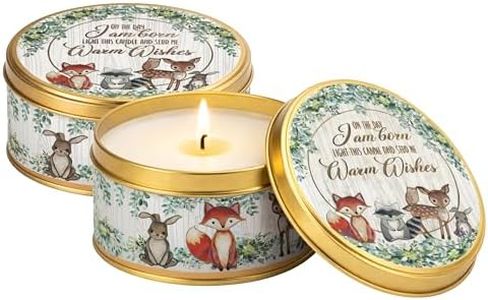 Majestic Zen Woodland Scented Candle 9-Pack Soy Wax Baby Shower Candle Favors - Natural Scented Candle Gift Set & Gender Reveal Candle & Party Keepsakes - Woodland Theme Round Candles for Table Decor