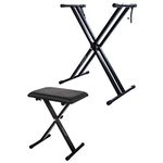 Double Braced X Frame Music Piano Keyboard Stand & Chair Set by Crystals® (Double Braced Stand + Chair)