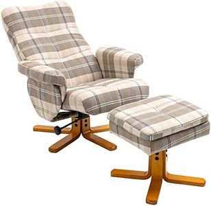 HOMCOM Linen Swivel Recliner Chair with Footstool, Wooden Base and Storage for Living Room, Multicolour