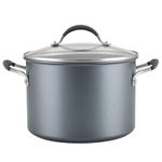 Circulon Scratch Defense Stock Pot with Lid 24cm - 7.6L Induction Stock Pot with Extreme Non Stick, Dishwasher & Oven Safe Cookware, Graphite Pewter Finish