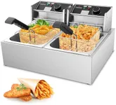 Commercial Deep Fryer - 3400W Electric Deep Fryers with 2x6.35QT Baskets 0.6mm Thickened Stainless Steel Countertop Oil Fryer 20.7QT Large Capacity with Temperature Limiter (12L)
