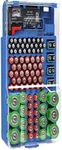 THE BATTERY ORGANISER and Tester with Cover, Battery Storage Organizer and Case, Holds 93 Batteries of Various Sizes, Includes a Removable Battery Tester, Battery Holder for Garage Organization, Blue