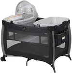 Safety 1st Play-and-Stay Play Yard, Easy fold, Full-Size Play Yard with Removable Full Bassinet, High Street