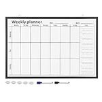 Navaris Weekly Planner White Board - 24" x 36" Magnetic Dry Erase Whiteboard Calendar with 7-Day Week Plan for Wall - Includes Markers and Magnets