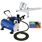 Multi-Purpose Gravity Feed Dual-Action Airbrush with Air Compressor and Hose Kit