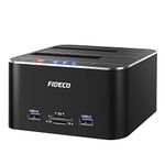 FIDECO Hard Drive Docking Station, USB 3.0 Aluminum Hard Disk Docking Station for 2.5 and 3.5 inch SATA HDD or SSD, TF and SD Card Reader and 2 USB 3.0 Ports, Support Offline Clone