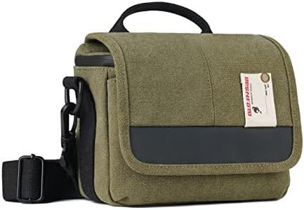 Besnfoto Camera Bag Small Mirrorless Camera Shoulder Bag Purse Waterproof Canvas Cute Compact Camera Messenger Bag Case for Women and Men