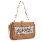 ADISA Beaded formal party clutch with gold chain for women and girls (CL108-COP)