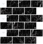 FOKRIM Black Kitchen Wall Tile Sheet Peel and Stick Tile for Kitchen Wallpaper Back Splash, 12 x 12 inches Black Subway Tile with Black Grout (10) (8)