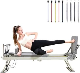 Pilates Reformer, Foldable Pilates Reformer Home Gym Equipment,Core Pilates Bed for Home Workouts ,with Dual Resistance- Springs and Cords, Jump Board Christmas Birthday Valentines Day Gift (Grey)