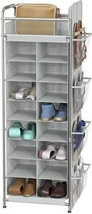 SimpleHouseware 20 Pair Shoe Stand Tower Rack with Side Hanging Bag, Grey