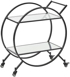 Cooper & Co. Homewares Remy Steel Bar Cart with Glass Rack, Black