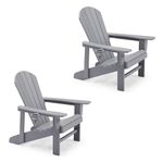 VonHaus Grey Adirondack Chair Set of 2 - Outdoor Fire Pit Chair for Garden, Patio & Balcony - Water Resistant HDPE Slatted Style Firepit Chair & Garden Chair with Wide Armrests & Ergonomic Sloped Back