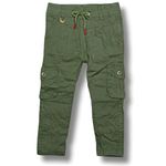 Boys' Cargo Pants - Stylish & Durable Cotton Blend Trousers with Multiple Pockets, Adjustable Waistband - Ideal for School & Outdoor. (IN, Age, 3 Years, 4 Years, Regular, Standard, GREEN)