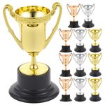 STOBOK 12Pcs Plastic Trophies Gold Silver Bronze Award Trophy Cups for Party Favors Props Rewards Winning Prizes Competitions for Kids and Adults