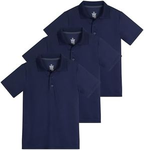 3 Pack: Boy's Active Athletic Polo Shirt Teen Boys Dri Fit Boy Shirts Polos Button Uniform Kids Tee Short Sleeve Golf Tennis Clothing Black Performance School Dress Casual Tops - Set 1, XL (14/16)