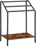 INDIAN DECOR 41400 Freestanding Towel Rack Holder, 3 Tier Blanket Rack Stand with Storage Shelf, Quilt Rack Stand and Display Rack for Bathroom, Bedroom, Laundry Room, Metal, Rustic Brown and Black