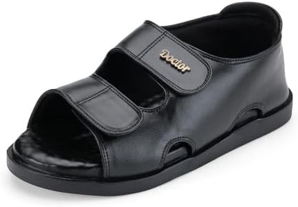 DOCTOR EXTRA SOFT Orthopedic Diabetic Comfortable Dr Sole Footwear Daily Use Casual Wear Stylish Latest Black Cushioned Adjustable Strap Sandals for Men's-Gents-Boy's L-10-Black-9