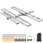 VEVOR Motorcycle Carrier, 600 LBS 2-Bike Aluminum Motorcycle Carrier Hitch Mount, Loading Ramp, Scooter Dirt Bike Trailer Hauler, Ratchet Straps and Stabilizer, for Car, Truck with 2" Hitch Receiver