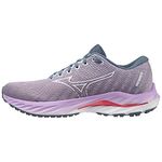 Mizuno Unisex Wave Inspire 19 Road Running Shoe, Wisteria/White/Sun Kissed Coral, 6 UK