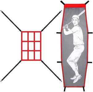 Gsbomzap 2PCS Baseball Softball Pitching Target & Dummy Batter, Adjustable Baseball Pitching Net Training Aids 9 Hole Strike Zone Attachment, Baseball & Softball Practice Net for Hitting Accuracy