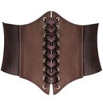 HANERDUN Lace-up Corset Elastic Cinch Belt Waist Belt, Brown, Small