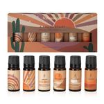 Folkulture Essential Oil Set for Diffuser, Set of 6 Essential Oils for Diffusers for Home, Aromatherapy Diffuser Oil Scents - Lavender Palo Santo Rose Geranium Lemongrass Ocean Salt Lotus -Fresh Start