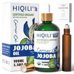 HIQILI Jojoba Oil, Cold Pressed Unrefined Jojoba Carrier Oil Fitting for Skin, Hair Growth, Nails, Massage, Body Care -3.38 Fl Oz