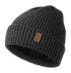 Wmcaps Beanie Hats for Men Women, Fleece Lined Beanie Warm Winter Caps Unisex Fashion Knit Cuffed Cap (Slate Gray)