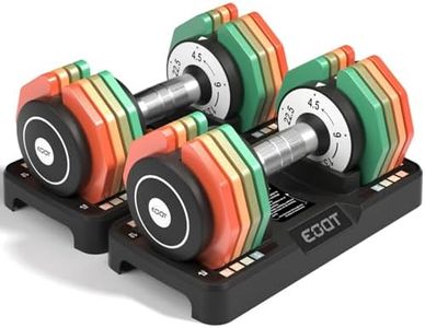 EOAT Adjustable Dumbbells 22.5LB Pair, 5 in 1 Free Adjustable Dumbbell Set with Anti-Slip Handle & Rainbow-colored Weight Plates for Home Gym, Weight Set for Women Men