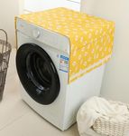 House of Quirk Microwave Dust-Proof Cotton Linen Cover With 6 Side Storage Pockets, Washing Machine Top Protector (Yellow Flower, 51.1" x 11.8" Inch)