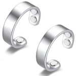 Vicmag 2 PCS Magnetic Copper Rings for Women with Ultra Strength Magnetic 99.99% Solid Pure Copper Adjustable with Gift Box (Frosted Silver)
