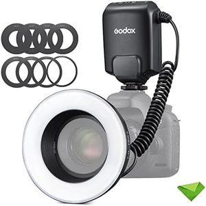 Godox ML-150II ML150II Macro LED Ring Flash Speedlite GN12 0.1-2s Recycle Time 5800K±200K for Sony Canon Nikon Fuji Olympus Panasonic DSLR Cameras for Video Production, Animal and Plant Photography