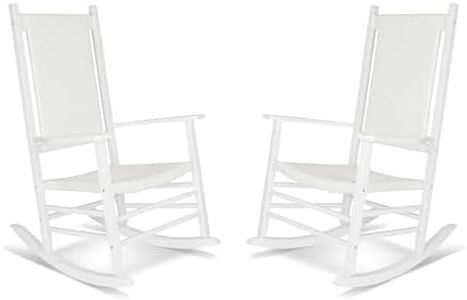 Shine Company 4335WT-142, Set of 2 Hampton Wooden Outdoor Patio Porch Rocker, Classic White