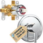 HammerHead Showers® ALL METAL Single-Handle Shower Valve and Trim Kit Chrome – Volume and Temperature Control - Rough-In Shower Trim Kit with Valve - Pressure Balance Shower Valve Included