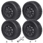 1/10 Short Course Truck Tires and Wheels Tyres for Traxxas HSP Tamiya HPI Kyosho Losi Redcat Racing RC Model Car, Set of 4 (Style B)