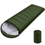 Sleeping Bag, Lightweight 3 Season Weather Sleep Bags for Kids Adults Girls Women, Polyester Hollow Filled 5-20 Degree for Backpacking/Hiking/Camping/with Compression Sack (Green)