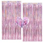 MALANKU Tinsel Metallic Foil Fringe Curtain Backdrop, 2Pack 3.2ft x 8.2ft Tinsel Doorway Wall Decorations for Birthday Graduation Bachelorette Baby Shower Party