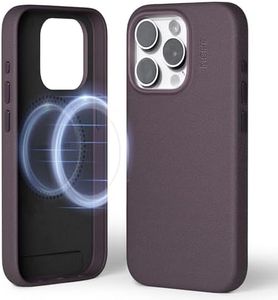 MOFT Magnetic Case for iPhone 15 Pro Compatible with MagSafe, MOVAS Vegan Leather Phone Case, Delicate Touch Sensation, Color Retention, Scratch & Stain Resist (BlackBerry)