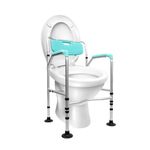Rehamo Commode Surround with Armrests & Backrest Comy SWBA Lightweight & Folding Frame, Anti Slip Support & Fits Western Commodes | Adjustable Height & Width Toilet Safety Frame with 1 Year Warranty