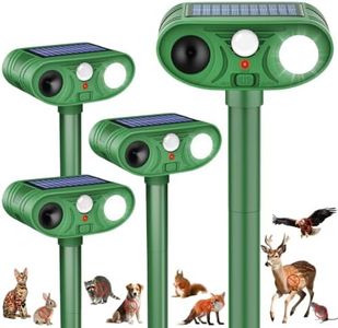 Ultrasonic Deer Repellent Devices Solar Animal Repellent Outdoor with Motion Sensor to Keep Cat Rabbit Raccoon Out of Yard Garden Farm Squirrel Fortress Pro Deer Deterrent for Plant,4Pack