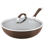 Circulon Symmetry Hard Anodized Nonstick Wok/Stir Fry Pan with Lid, 12", Chocolate