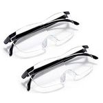 2 Pcs Black Magnifying Spectacles Magnifying Glasses for Close Work Magnifying Sheet for Reading, Anti Blue Light, Bright Sight Hands Free Magnifier for Close Work Craft Jewellers Reading Hobby