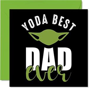 Funny Happy Birthday Cards for Dad - Yoda Best - Joke Fathers Day Card for Dad from Son Daughter, Banter Father Birthday Gifts, 145mm x 145mm Father's Day Greeting Cards for Daddy Papa