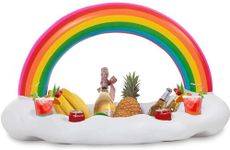 NYRWANA Inflatable Rainbow Cloud Tray Bar - Portable Floating Cup Holder for Party, Swimming Pool, and Ice Serving - Ideal for Drinks