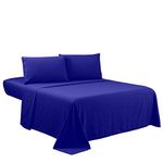 Sfoothome Queen Sheets Set - White Hotel Luxury 4-Piece Bed Set, Extra Deep Pocket, 1800 Series Bedding Set, Wrinkle & Fade Resistant, Sheet & Pillow Case Set (Queen, Roayal Blue)