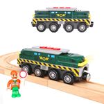 Battery Powered Locomotive Train with Magnetic Connection,Railway Electric Freight Engine Toy Train Compatible with Wooden Train Tracks Gift for Kids Age 3 and Up